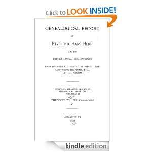 Genealogical record of Reverend Hans Herr and his direct lineal 
