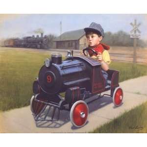     Train Engine   Artist David Lindsley   Poster Size 10 X 8 inches