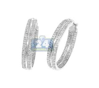   White Gold 1.10 ct White Diamond Womens Custom Hoop Earrings Certified