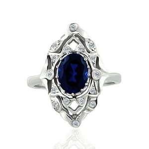   : Sapphire 14K White Gold Diamond Filigree Ring: P&P Luxury: Jewelry