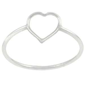  Sterling Silver Heart Cut out Ring: Jewelry