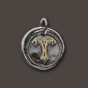 Waxing Poetic Rivet Initial Charm Pendant Sterling Silver Brass T