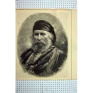    C1880 Antique Portrait Old Bearded Man Hat Fine Art