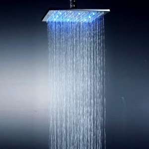   Inch Chromed Brass Square LED Rainfall Shower Head: Home Improvement