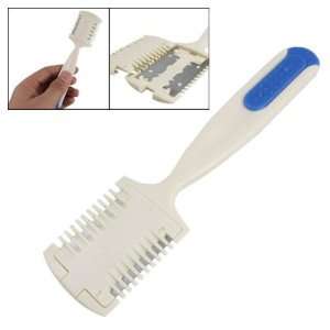  Blue Wht Plastic Handle Hair Comb Cutting Razor Cutter 