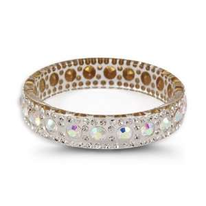    Rainbow White Swarovski Crystal Clear Bangle Bracelet: Jewelry