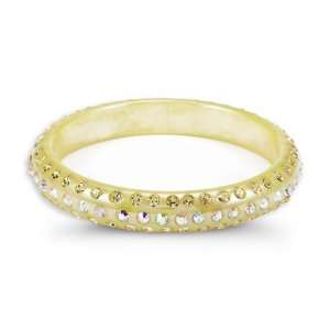    Rainbow Yellow Swarovski Crystal Solid Bangle Bracelet: Jewelry