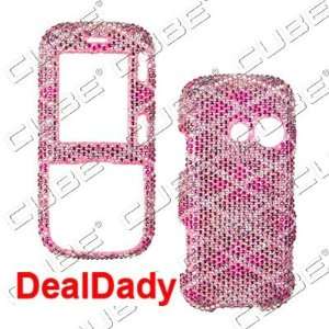  LG Rumor 2 lx265   Full Rhinestone X Design Pink Hard Case 