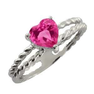  0.90 Ct Heart Shape Pink Mystic Topaz Sterling Silver Ring 