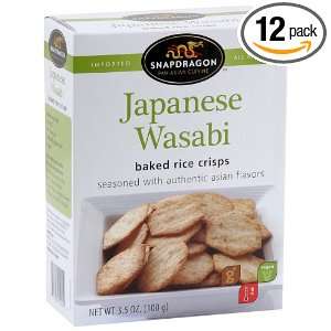 SNAPDRAGON Japanese Wasabi Baked Rice Crisps, 3.5 Ounce Boxes (Pack of 