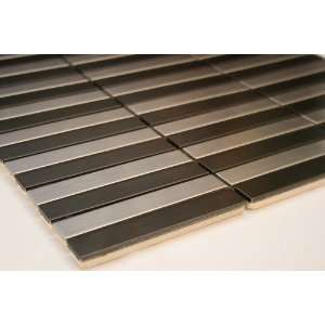  Black & Silver Stainless Steel Tile (Strip Pattern 5/8 x 