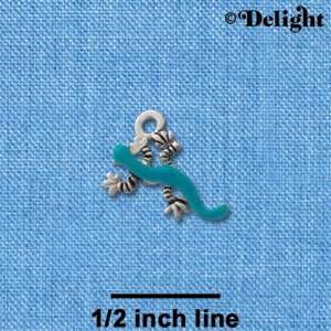  C1301 tlf   Small Teal Lizard   Silver Plated Charm: Home 