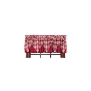 Victorian Heart British Red Check Country Point Valance:  
