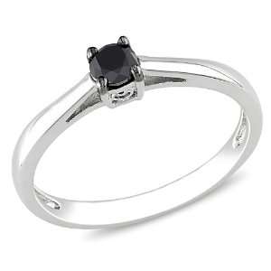  Sterling Silver 1/4 CT TDW Black Diamond Solitaire Ring Jewelry