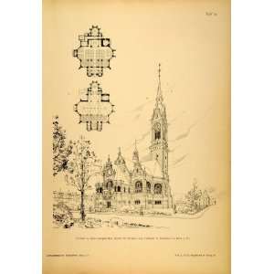   Kirche Zwickau Germany   Original Halftone Print