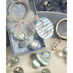  Baby Blue Pacifier Keychain Favor: Baby