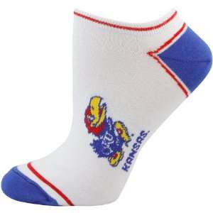 Kansas Jayhawks Ladies White No Show Ankle Socks:  Sports 