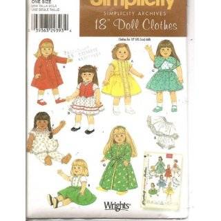 Simplicity 18 Doll Clothes Pattern 4347 Fits American Girl Dolls Like 