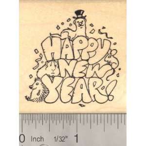  Happy New Year Multi pet Rubber Stamp, Ferret, Rat, Hedgehog 
