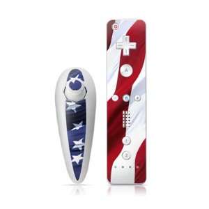  Patriotic Design Nintendo Wii Nunchuk + Remote Controller 