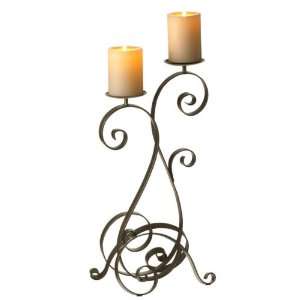   Extravagant Curl Scroll Iron Pillar Candle Holders 