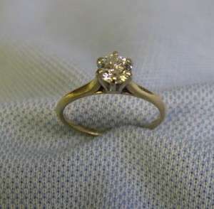 Ladys 14KT Yellow Gold Single Stone Half Carat .55 Diamond Ring size 