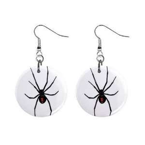  Black Widow Spider Dangle Earrings Jewelry 1 inch Buttons 