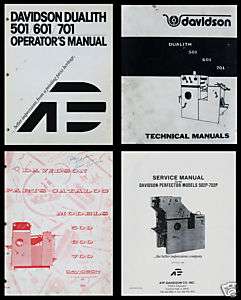 Davidson Printing Press Repair Parts Operators Manual  