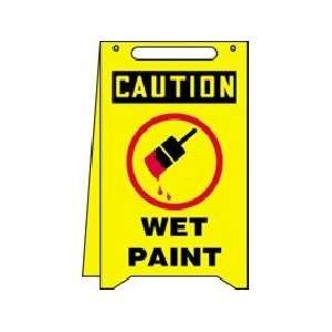   Standing Fold Ups Sign, Yellow CAUTION WET PAINT