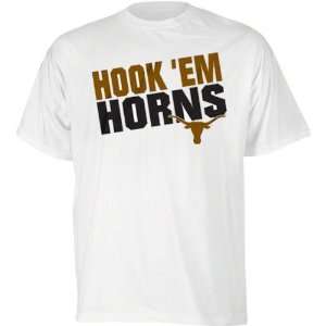  Texas Longhorns White Hook Em Horns Slogan T Shirt 