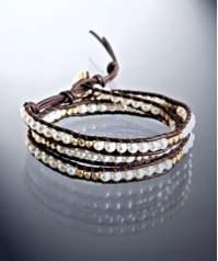 style #303254501 pearl beaded leather wrap bracelet