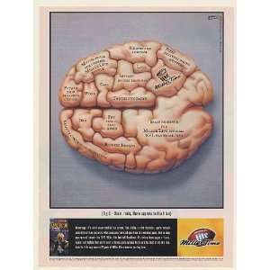  1997 Miller Lite Beer Male Brain Football Fan Print Ad 