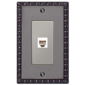 Egg and Dart Antique Pewter   1 Phone Jack Wallplate