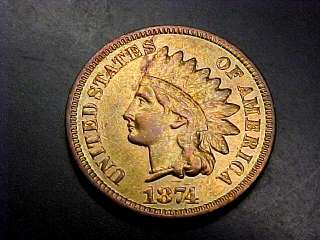   1874 Indian Head Cent Penny BU UNC ++ BUY IT NOW OR MAKE OFFER  