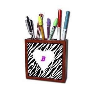  Florene Letters   White Heart On Zebra With Pink Letter B 
