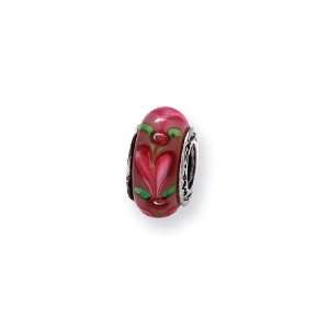    Pink Heart, Glass Charm for Pandora and most 3mm Bracelets Jewelry