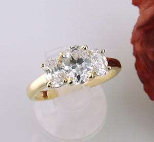 Three Stone Gold EP 925 Sterling Silver Bridal Wedding Engagement Ring 