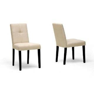   Leather Upholstered Cream Dining Chair, Set of 2: Home & Kitchen