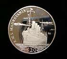 Liberia 2000 20 Dollars Coin .999 Silver Proof R.M.S. MAURETANIA