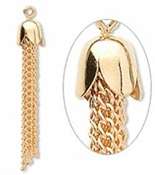 12 GOLD Plated CHAIN TASSELs~8 Strands+Loop for CHARMS  