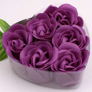 6pc Purple Decorative Rose Bud Petal Soap Wedding Favor  