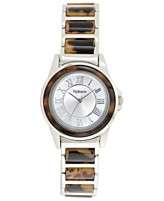 Style&co. Watch, Womens Silver Tone and Tortoise Plastic Bracelet 