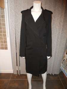 Alexander Wang Venetian Twill Slim Belted Trench Jacket Coat Black 