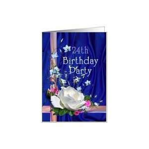  24th Birthday Party Invitation, White Rose Card: Toys 