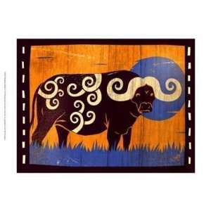  Benjamin Bay   Woodblock Buffalo Canvas