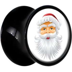  0 Gauge Black Acrylic Holiday Santa Saddle Plug: Jewelry