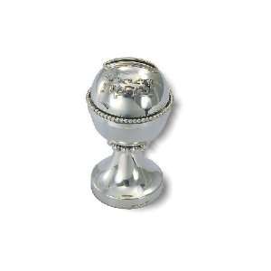  Sterling Silver Tzedakah Box with Orb Shape and Rows of 
