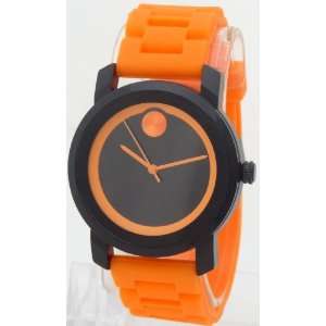   Designer Quartz Watches Black Case Orange Rubber Band 