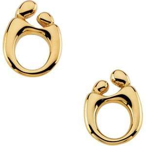   13.50 X 10Mm Polished Mother & Child Post Earring Pair W/Back Jewelry