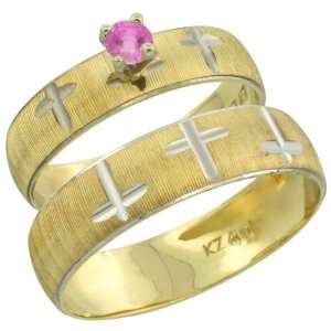 25 Carat Pink Sapphire Ring Set (Engagement Ring & Mans Wedding Band 